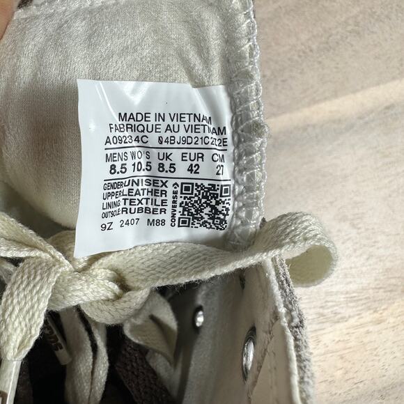 Converse CTAS Pro Mid Egret Brown Leather Shoes Mens 8.5 Womens 10.5 A09234C NEW - Picture 12 of 13